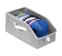 Funda de poliéster grande, organizador de sombreros con poco espacio, caja de 14,8 x 9,29 pulgadas con ventana transparente, soporte de tapa transparente, contenedor de almacenamiento con cremallera,