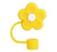 Funda de popote para copa Stanley, bonita decoración de pajita para accesorios de copa Stanley, tapas de paja de flores de silicona, tapas a prueba de polvo, tapa de popote reutilizable (amarillo)