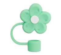 Funda de popote para copa Stanley, bonita decoración de pajita para accesorios de copa Stanley, tapas de paja de flores de silicona, tapas a prueba de polvo, tapa de popote reutilizable (verde)