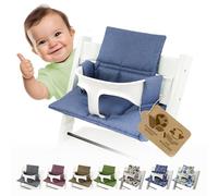 Funda de repuesto para cojín compatible con Stokke Tripp Trapp M2 (azul | Juego de cojines de asiento, suaves, acolchados, lavables y duraderos