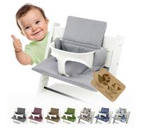 Funda de repuesto para cojín compatible con Stokke Tripp Trapp M2 (gris | Juego de cojines de asiento, suaves, acolchados, lavables y duraderos
