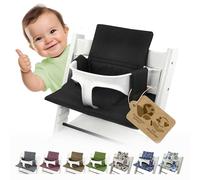 Funda de repuesto para cojín compatible con Stokke Tripp Trapp M2 (negro | Juego de cojines de asiento, suaves, acolchados, lavables y duraderos