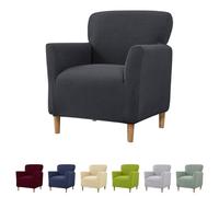 Funda de sillón - Funda elástica para sillones, sillas tapizadas y sillones orejeros - Funda de sillón - Funda para sillones para salón, oficina, protección contra manchas y desgaste (gris oscuro)