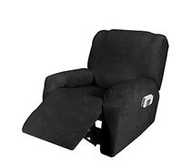 Funda de sillón reclinable Relax de 1 Pieza, Funda de sillón Extensible de Terciopelo, Funda de sillón de Masaje Lavable en casa, Protector de sillón reclinable (1 Plaza (4 Piezas), Negro)