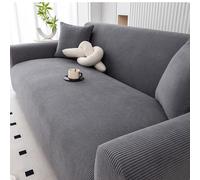 Funda de sofá de alta elasticidad, antideslizante, lavable, para sofá de 5 plazas, protector de pelo para niños y mascotas, funda elástica para muebles para todas las estaciones, color gris oscuro