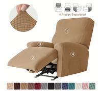 Funda de sofá reclinable, funda de cojín de Color sólido para silla perezosa, fundas de sofá de LICRA elásticas, fundas antideslizantes para sillón, 4 unids/set Corn grid-Wine
