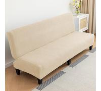 Funda de sofá sin brazos de 2 a 4 plazas, universal, elástica, impermeable, plegable, lavable, extraíble y extraíble, para sofás, Protector de Sofa Cama sin Reposabrazos Plegable,Colore beige,S