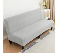 Funda de sofá sin brazos de 2 a 4 plazas, universal, elástica, impermeable, plegable, lavable, extraíble y extraíble, para sofás, Protector de Sofa Cama sin Reposabrazos Plegable,Grigio chiaro,S