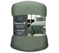 Funda decorativa de terciopelo, juego de cama MYLENE: incluye una colcha y 2 fundas de almohada
