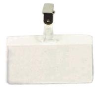 Funda distintivo iberplas transparente apaisada con pinza 53x100mm paq
