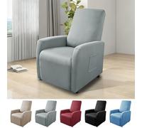 Funda Elástica para Sillón, con Bolsillos, Impermeable, Funda de Sillón Relax, Sillon Relax Reclinable, Fundas para Sillones Todo Incluido, 4 Piezas Extraíbles y Lavables Fundas Protector, Gris Claro