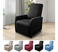 Funda Elástica para Sillón, con Bolsillos, Impermeable, Funda de Sillón Relax, Sillon Relax Reclinable, Fundas para Sillones Todo Incluido, 4 Piezas Extraíbles y Lavables Fundas Protector, Negro