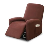 Funda Elástica para Sillón Reclinable, 4 Piezas Completo Funda de Sillón Relax Elástica con Bolsillos, Fundas de Sillones Relax, para Sillones de Televisión(Marrón Oscuro)