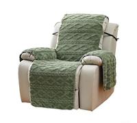 Funda elástica para sillón reclinable grueso de doble cara, protector de sofá de terciopelo - Funda elástica suave antiarrugas para sala de estar - Beige gris claro ejército (verde militar)
