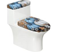 Funda elástica para tapa de inodoro y tapa de tanque de inodoro con parte inferior elástica, funda suave para asiento de inodoro, diseño vintage de calabaza de otoño para decoración del hogar, juego