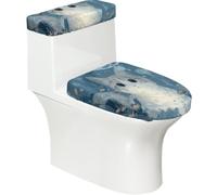 Funda elástica para tapa de inodoro y tapa de tanque de inodoro con parte inferior elástica, funda suave para asiento de inodoro divertido gato océano peces medusas para decoración del hogar, juego de