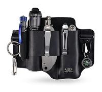 Funda multiherramienta de piel, organizador de cinturón EDC para herramientas de piel, linterna, bolígrafo y clip de llavero, duradero y elegante, ideal para el trabajo y uso diario, regalo ideal para