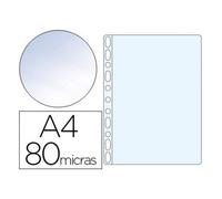 Funda multitaladro q-connect din a4 80 mc cristal bolsa de 100 unidades - KF16601