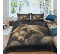 Funda Nordica Cama 135/150 Oso Pardo Funda Edredon 220x240 Impresión 3DVida Silvestre Ropa de Cama Fundas de Edredón Microfibra Suave y 2 Fundas de Almohada 50x75 G/1049