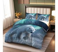 Funda Nórdica Cama 135/150,Oso Polar Funda Edredon Aurora Boreal Microfibra 3 Piezas Compuesto por 1 Funda Nórdica 240x220cm + 2 Fundas de Almohada 50x75cm