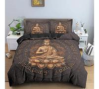 Funda Nordica Cama 150cm Buda De Loto Sentado Marrón Juego de Ropa de Cama De Hipoalergénico - Fácil Cuidado Funda Edredón 240x220 + 2 Fundas de Almohada