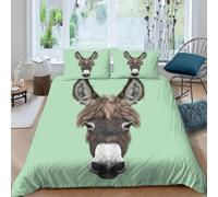 Funda Nordica Cama 180 Burro Ropa de Cama 3D Estilo Caricatura 3 Piezas Suave Transpirable Microfibra Funda Nórdica 260x240 cm y 2 Fundas de Almohada 50x75 cm C.2091