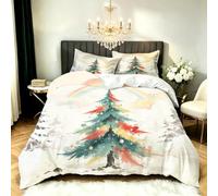 Funda Nordica Cama 80/90 árbol De Navidad 3D Ropa de Cama Microfibra Suave Nubes Arcoíris Funda de edredón 150x200 cm con Cremallera y 2 Funda de Almohada 50x75 N.538