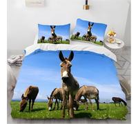 Funda Nordica Cama 80/90 Infantil Burro Funda Edredon 135x190 Animales de Granja 3D Fundas de Edredón Microfibra Suave Ropa de Cama de 3 Piezas con Cremallera y 2 Fundas de Almohada K-982