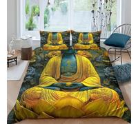 Funda Nordica Cama 90 Buda Ropa de Cama 3D Zen Oriental 3 Piezas Suave Transpirable Microfibra Funda Nórdica 155x220 cm y 2 Fundas de Almohada 50x75 cm C.1637