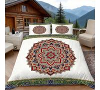 Funda Nordica Cama 90 Estampado Mandala 3D Fundas Nordicas Diseño Geométrico 3pcs Ropa de Cama Microfibra Suave Funda Nórdica 135x200 y 2 Funda de Almohada 50x80 cm