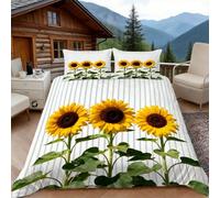 Funda Nordica Cama 90 Girasol 3D Fundas Nordicas Casa de Campo 3pcs Ropa de Cama Microfibra Suave Funda Nórdica 135x200 y 2 Funda de Almohada 50x80 cm