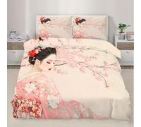 Funda Nordica Cama 90 Mujer Japonesa Funda Nórdica 150x200 Flores de Cerezo Ropa de Cama de 3 Piezas Microfibra Funda Edredon 150x200 cm y 2 Fundas de Almohada D3085