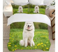 Funda Nórdica Cama 90 Perro Samoyedo Impresión 3D Microfibra Suave Ropa de Cama Animales y Mascotas Adorables Funda Edredon 150x200 cm con Cremallera y 2 Fundas de Almohada 50x75 cm l.930