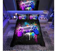 Funda nórdica Colorida Tie and Dye, 3 Piezas con Funda de edredón para niños, Videojuegos, Cama Doble, Consola de Juegos, Funda de Cama para niños
