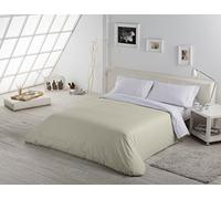 Funda nórdica de ES-TELA, dos colores lisos, 50 % algodón y 50 % poliéster, 144 hilos, 50% algodón/50% poliéster, White-stone, Cama de 180/200 (260x240 cm)
