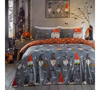 Funda Nórdica Gonk Espeluznante Halloween Bedlam - Tamaño Individual (140 x 200cm) - Reversible (2 Diseños) - Brilla en la Oscuridad - Murciélagos & Calabazas - Decoraciones de Halloween