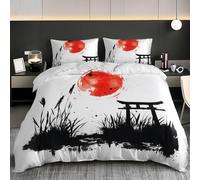 Funda Nórdica Individual Ultrasuave Hipoalergénica Juego de Funda 240x220 cm Silueta de Puerta Torii Japonesa Juego de Funda Nórdica Niños y Adultos, En Blanco y Negro Ropa de Cama para Cama 150