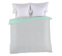 FUNDA NORDICA reversible aqua-crema - Cama de 90 (1 pieza) - 50% algodón / 50% poliéster - 144 hilos. Gramage: 115 - Fijalo