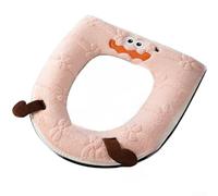 Funda para asiento de inodoro, de algodón de terciopelo, lavable, con junta gruesa, suave, cálida, para comodidad de invierno (rosa)