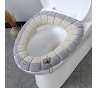 Funda para calentador de asiento de inodoro con asa, tela acrílica, lavable, elástica, se adapta a asientos ovalados y alargados, varios colores, 30 x 30 cm, accesorio de baño aislante suave para
