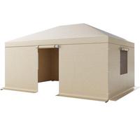 Funda para gazebos con techo rígido, de 3,6 x 4,8 metros, cubierta resistente a la intemperie con paredes laterales y ventanas de celosía ventiladas, fabricada con material PE duradero. Cubierta compl