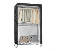 Funda para perchero con cremallera, impermeable, tela Oxford 210D, panel de PVC transparente para fácil acceso, bolsillos laterales, color negro, varios tamaños para almacenamiento de ropa (45 x 17.7
