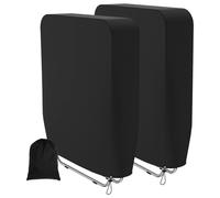 Funda para sillas plegables, protección UV a prueba de polvo para exteriores, cubierta impermeable, funda para silla reclinable, funda para muebles negra, bolsa de almacenamiento caliente 2pcs