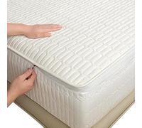 Funda Protectora de Colchón con Cremallera - Acolchada y Gruesa, Transpirable, 90x200/135x190/150x190/160x190 cm, Personalizable, Cubre Colchón de Cinco Caras(Blanco,160x200+35cm)