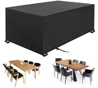 Funda protectora Ibenzoa® para muebles de jardín, 180 x 120 x 74 cm – Tejido Oxford 420D, impermeable y resistente al invierno, con revestimiento de PU, con cordón y 4 cierres antiviento