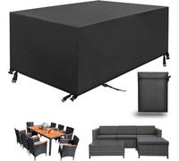 Funda protectora impermeable para muebles de jardín Ibenzoa®, 270 x 180 x 89 cm, fabricada en Oxford 420D con revestimiento de poliuretano plateado, impermeable, con protección UV, cordón de ajuste y 