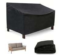 Funda Protectora para Banco Exterior 2 Plazas 134x89x66 cm funda Sofa exterior impermeable 210D Oxford Impermeable UV con Cordón Ajustable, Protector Antiviento para Muebles Jardín y Terraza - Negro