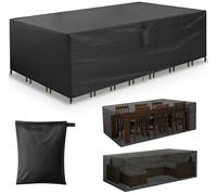 Funda protectora para juegos de jardín, impermeable, con cordón y buen sistema de drenaje – B 242 x L 162 x H 100 cm – Cubierta negra para muebles de jardín – Cubierta para muebles de jardín – Cubiert