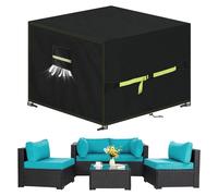 Funda protectora para muebles de jardín, resistente al invierno, de 420D Oxford, para muebles de jardín de 90x90x90 cm. Cubierta para mesa con aberturas de ventilación, impermeable y resistente a los