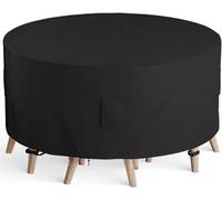 Funda protectora redonda para muebles de jardín, Ibbenzoa®, 274 x 80 cm, tejido Oxford 420D, impermeable y resistente a los rayos UV, con ventilación, botones a presión y cordón de ajuste